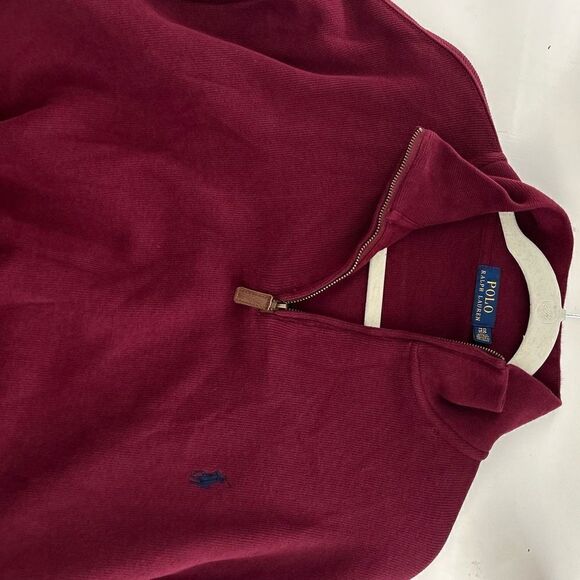 Polo Ralph Lauren Burgundy Quarter-Zip Pullover Sweater Sweatshirt Size XXL - Picture 11 of 11